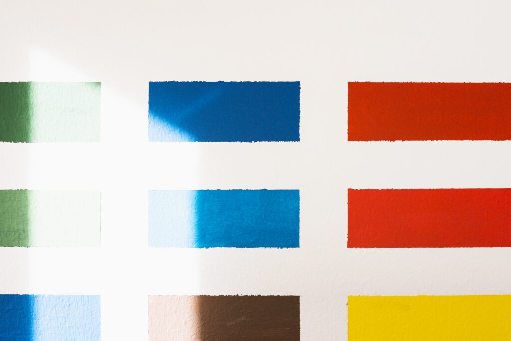 various color sample isolated white background